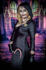 Resident Evil Village Hexe Witch Bela Dimitrescu Schwarz Kleid Cosplay Kostüm Vampire Kleid