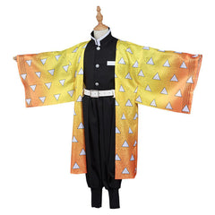 Kimetsu no Yaiba Agatsuma Zenitsu Kinder Kimono Cosplay Kostüm Outfits Halloween Karneval Kostüm Set - cosplaycartde