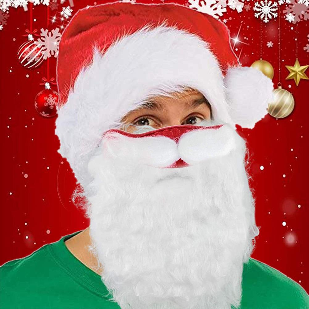 Gesichtsmaske Funny Bearded Holiday Santa Kostüm für Erwachsene für Weihnachten 2023 (Eine Größe passt alle)