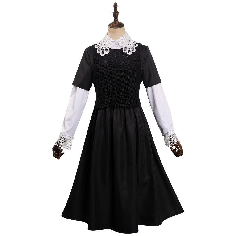 Wednesday Addams Wednesday Cosplay Kostüm Halloween Karneval schwarz Kleid