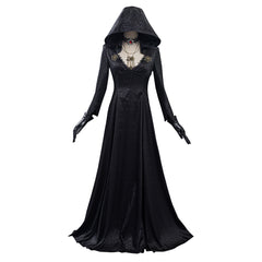 Resident Evil Village Hexe Witch Bela Dimitrescu Schwarz Kleid Cosplay Kostüm Vampire Kleid