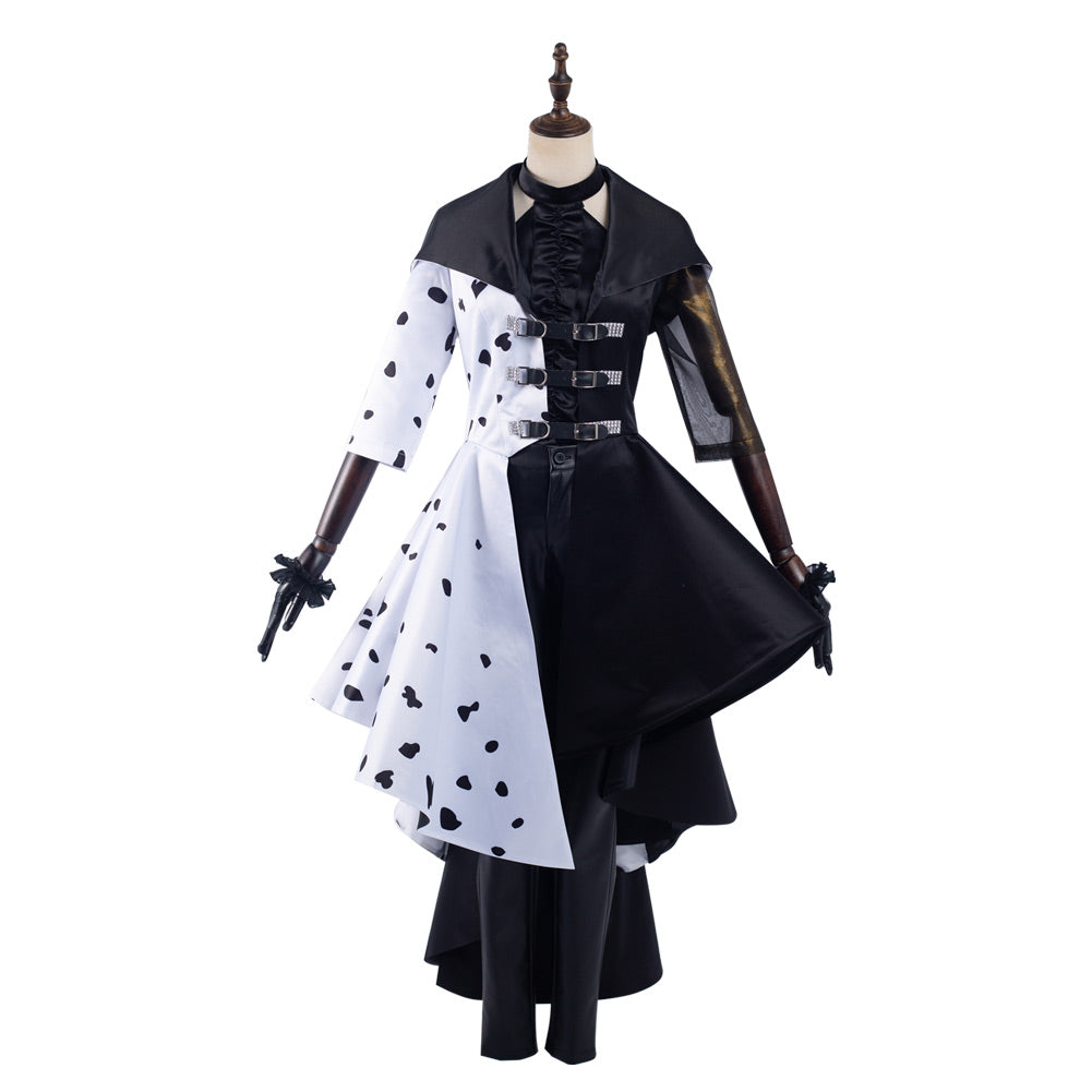 Cruella Cosplay Kostüm Kleid Outfits Halloween Karneval Set