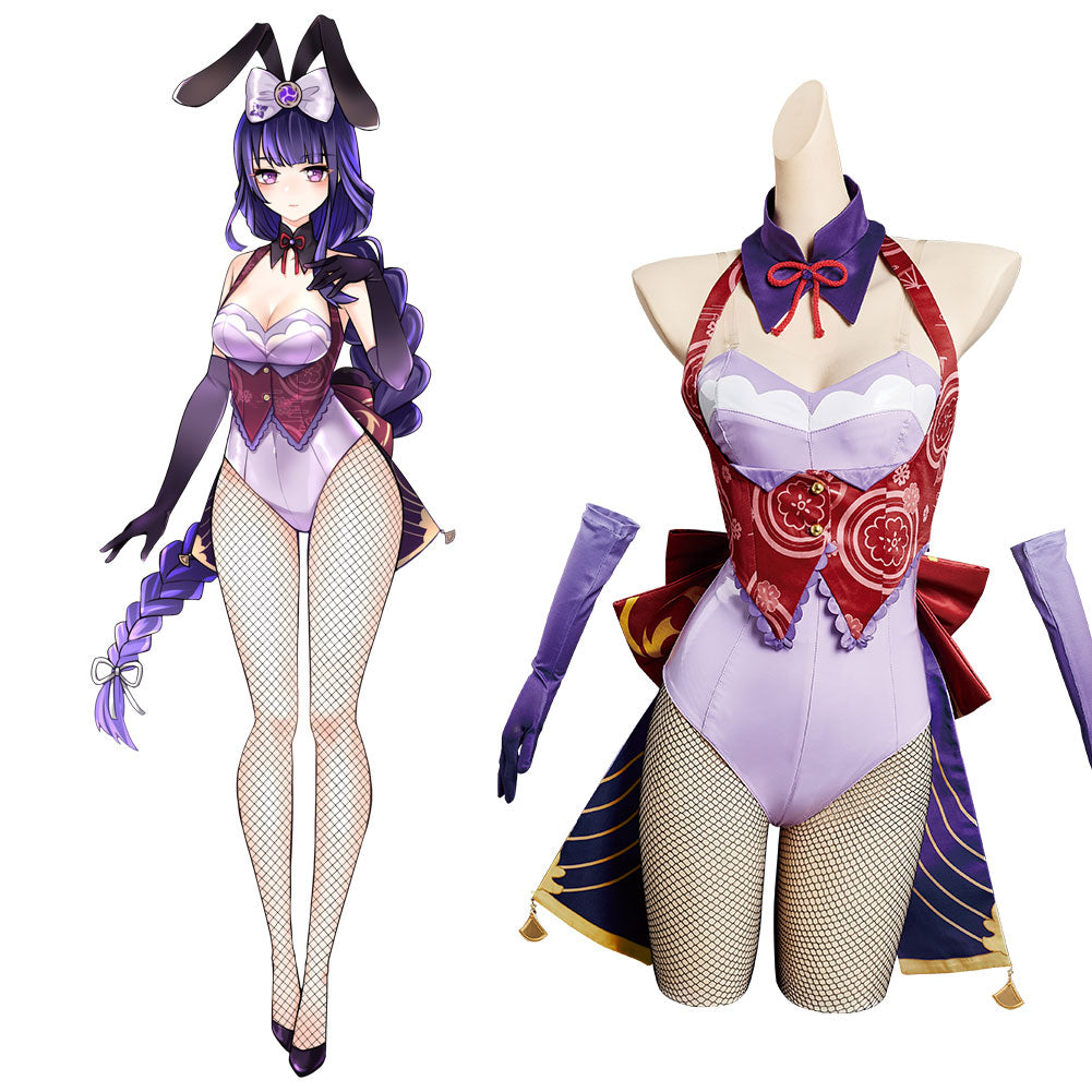 Genshin Impact Beelzebul Raiden Shogun Cosplay Bunny Girl Kostüm Halloween Karneval Outfits