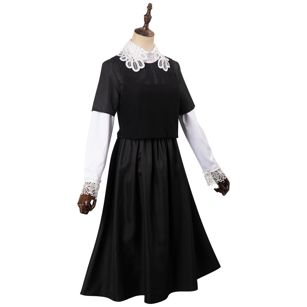 Wednesday Addams Wednesday Cosplay Kostüm Halloween Karneval schwarz Kleid