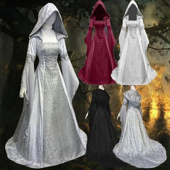 Damen Mittelalter Kleid Langarm Gothic Viktorianischen Königin Kostüm Renaissance Kleid