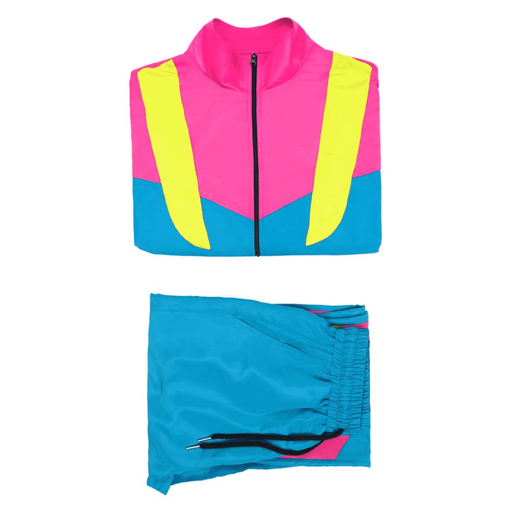 Damen 80S 90S Retro Hip-Hop Cosplay Kostüm Erwachsene Jacke Hose Sportbekleidung Outfits Halloween Karneval Party Anzug Trainingsanzug