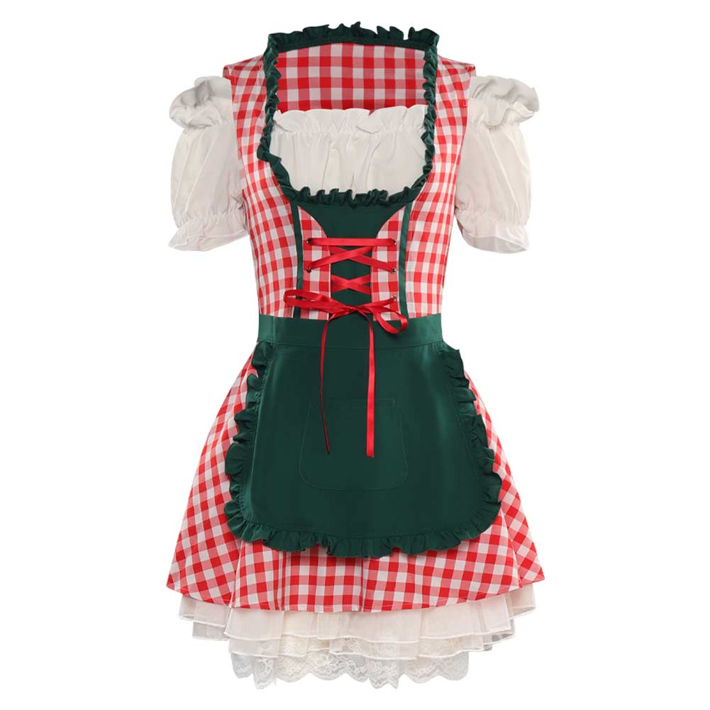 Damen Kleid Retro Oktoberfest Festival Bayerisches Bier Cosplay Kostüm  Reto Kleid Outfits Halloween Karneval Anzug München