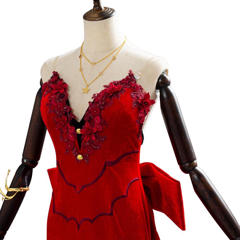 Final Fantasy VII Remake Aerith Aeris Gainsborough Cosplay Kostüm rotes Kleid - cosplaycartde