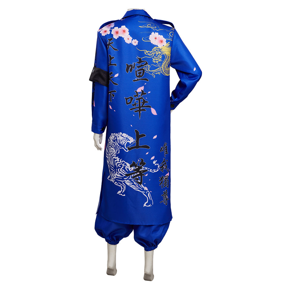 Japanese Bosozoku Kimono Cosplay Blau Kostüm Halloween Karneval Outfits