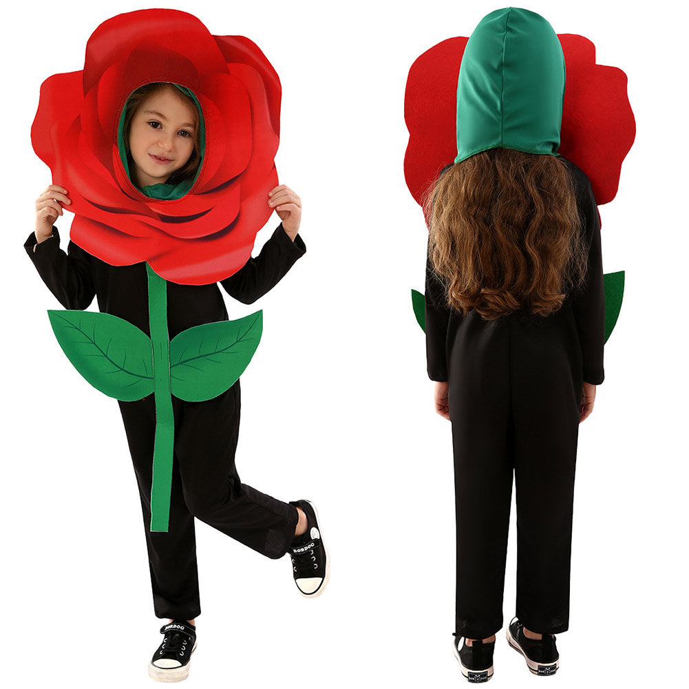 Kinder Jumpsuit Weihnachten Rose Pflanze Cosplay Kostüm Outfits Halloween Karneval Anzug