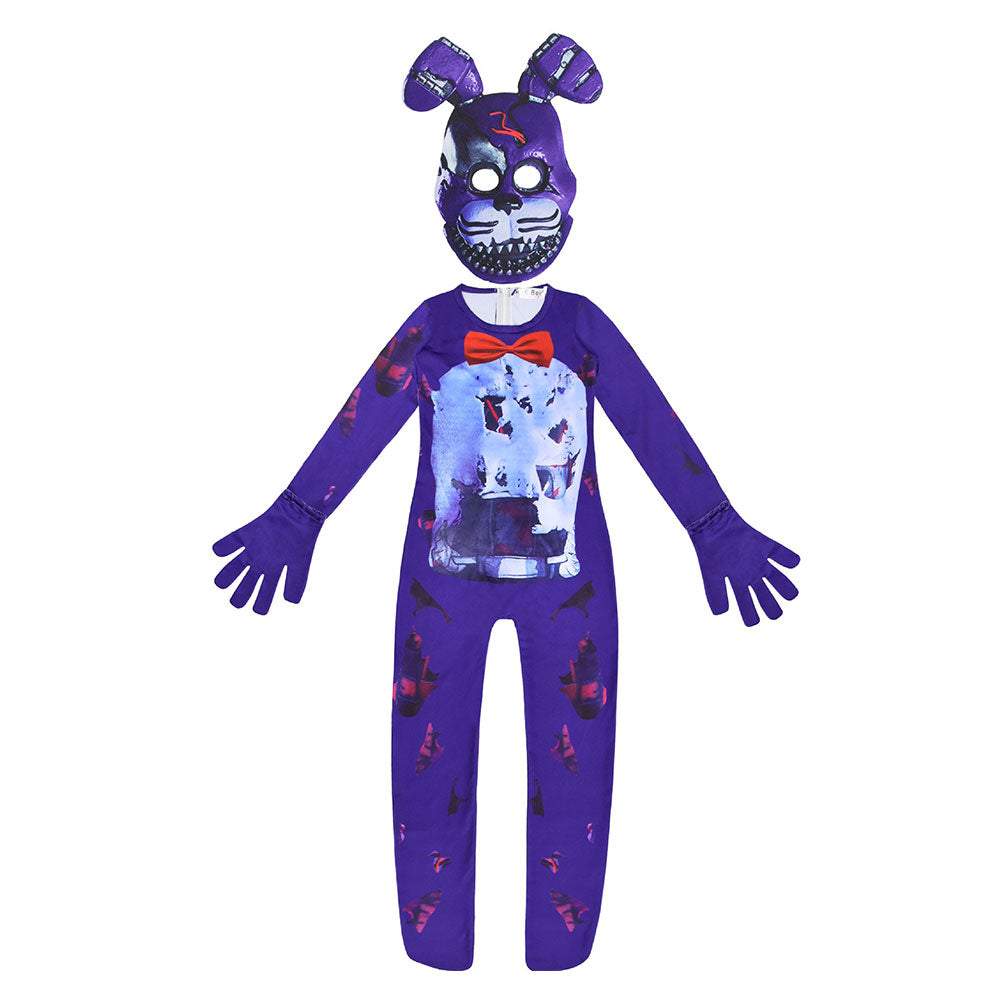Kinder lila Jumpsuit Maske Cosplay Kostüm Outfits Halloween Karneval Anzug