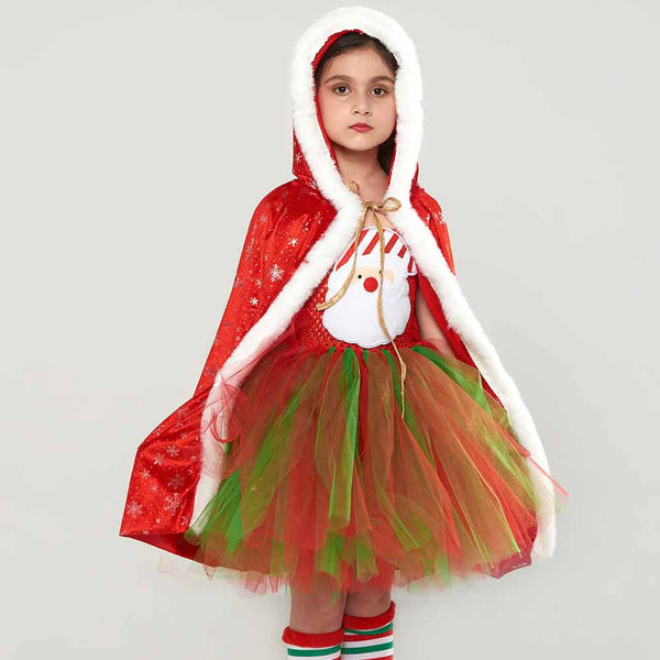 Kinder Mädchen Weihnachten Cosplay Kostüm Tutu Kleid Outfits Halloween Karneval Party Anzug €