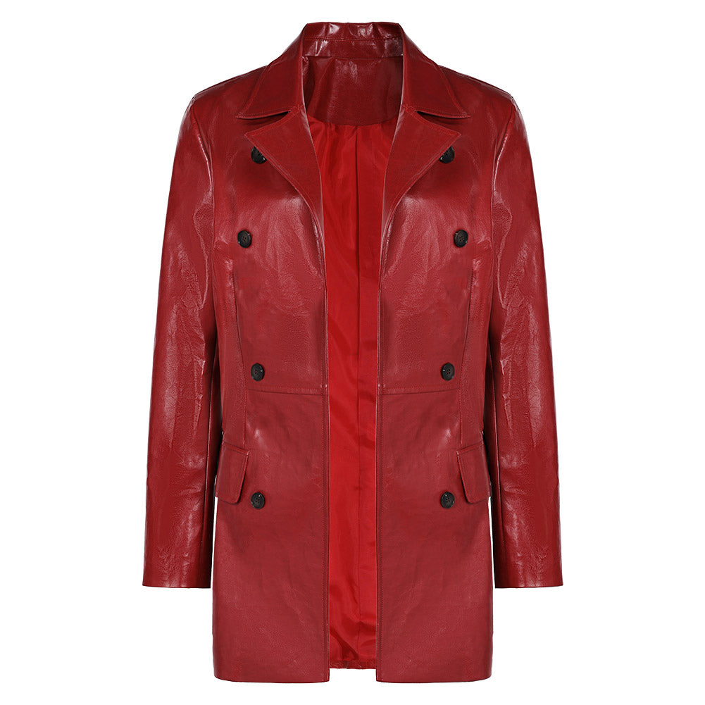Madame Web Spider Damen rot Kunstleder Jacke Cosplay Outfits