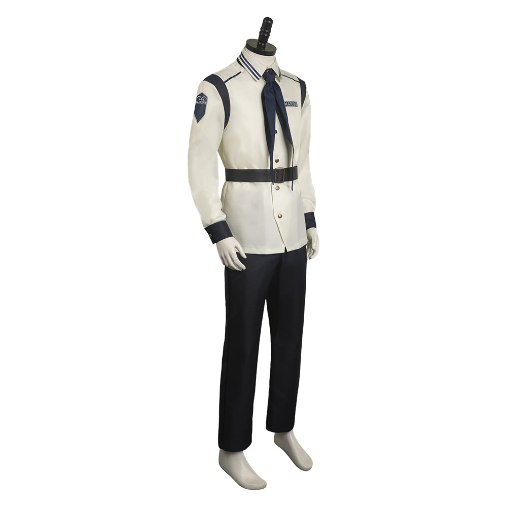 Serie One Piece Marines langarm Uniform Set Cosplay Halloween Karneval Kostüm